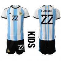 Argentina Lautaro Martinez #22 Domaci Dres za djecu SP 2022 Kratak Rukav (+ Kratke hlače)